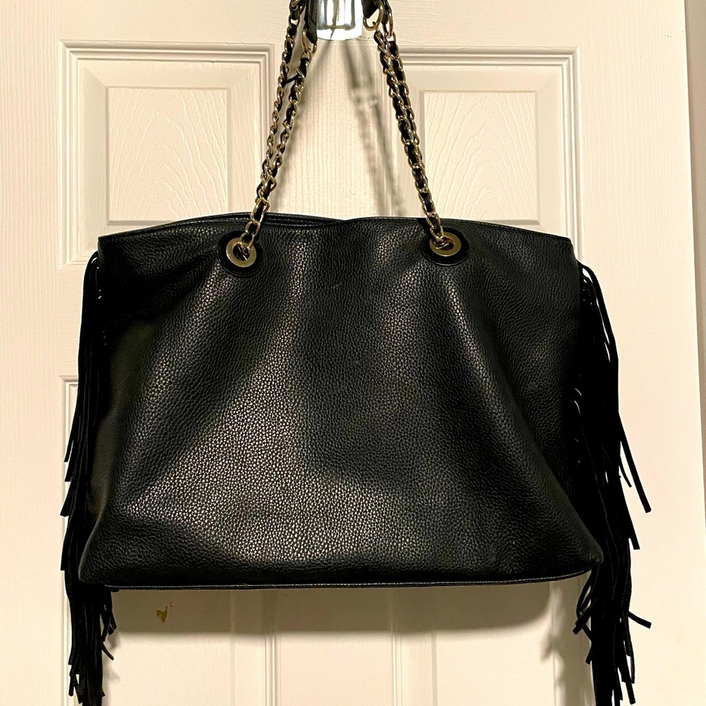 Black purse with leather fringe